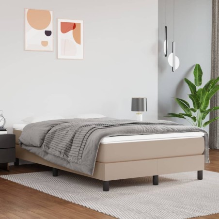 vidaXL Estructura cama box spring cuero sintético capuchino 120x200 cm