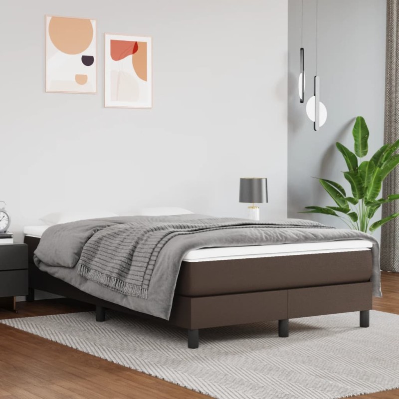 vidaXL Estructura de cama box spring cuero sintético marrón 120x200 cm vidaXL Estructura de cama box spring cuero sintético marrón 120x200 cm