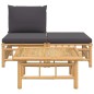 vidaXL Set de muebles de jardín 3 piezas bambú con cojines gris oscuro