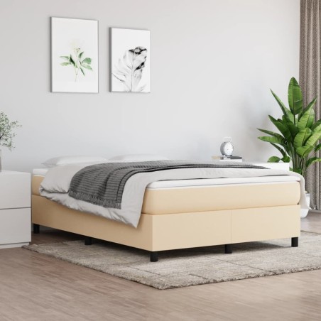 vidaXL Estructura de cama box spring tela color crema 140x190 cm