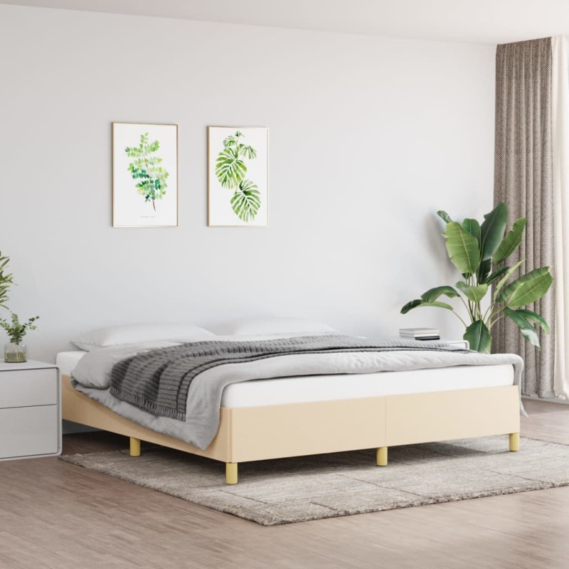 vidaXL Estructura de cama box spring tela color crema 160x200 cm vidaXL Estructura de cama box spring tela color crema 160x200 cm