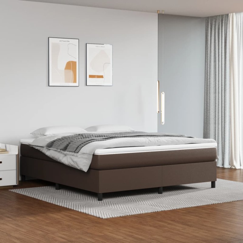 vidaXL Estructura de cama box spring cuero sintético marrón 160x200 cm vidaXL Estructura de cama box spring cuero sintético marrón 160x200 cm