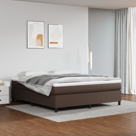 vidaXL Estructura de cama box spring cuero sintético marrón 160x200 cm