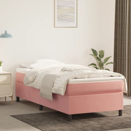 vidaXL Estructura de cama box spring terciopelo rosa 80x200 cm