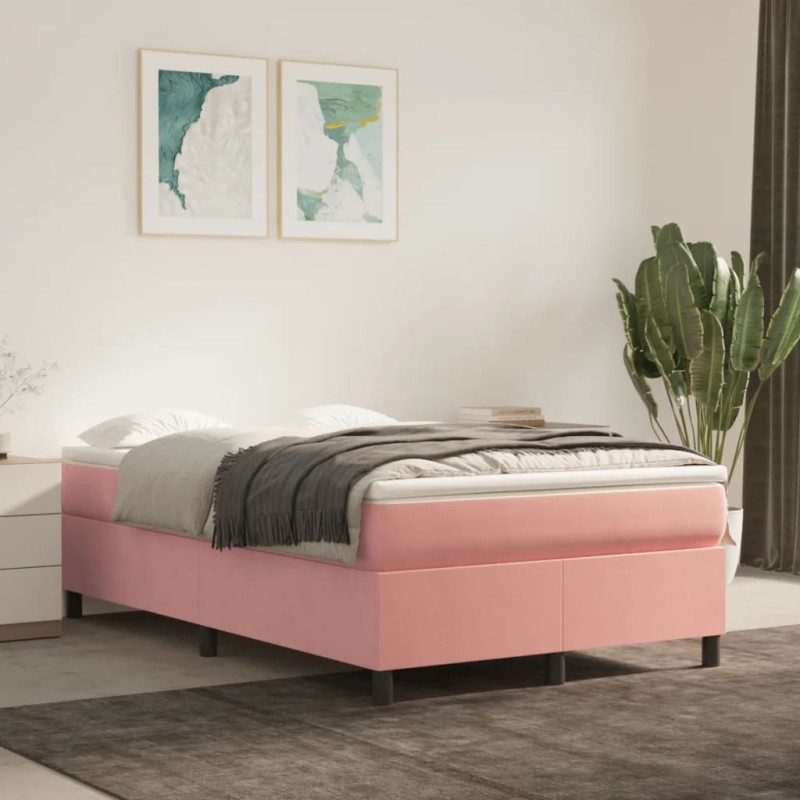 vidaXL Estructura de cama box spring terciopelo rosa 120x200 cm vidaXL Estructura de cama box spring terciopelo rosa 120x200 cm
