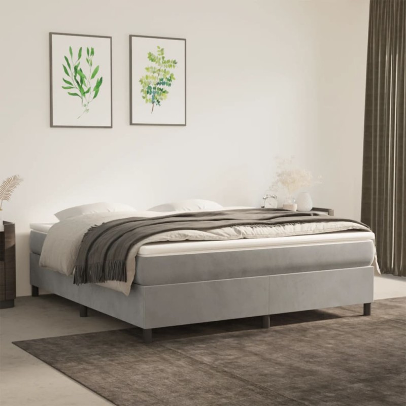 vidaXL Estructura de cama box spring terciopelo gris claro 180x200 cm