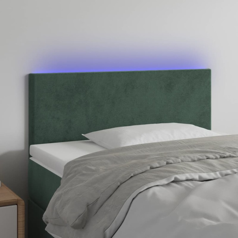 vidaXL Cabecero con LED de terciopelo verde oscuro 90x5x78/88 cm vidaXL Cabecero con LED de terciopelo verde oscuro 90x5x78/88 cm