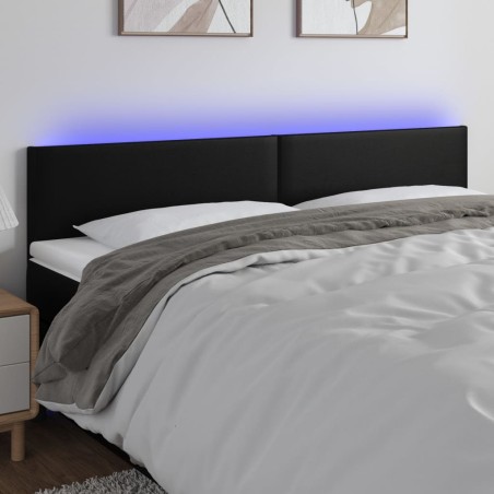 vidaXL Cabecero con LED cuero sintético negro 160x5x78/88 cm