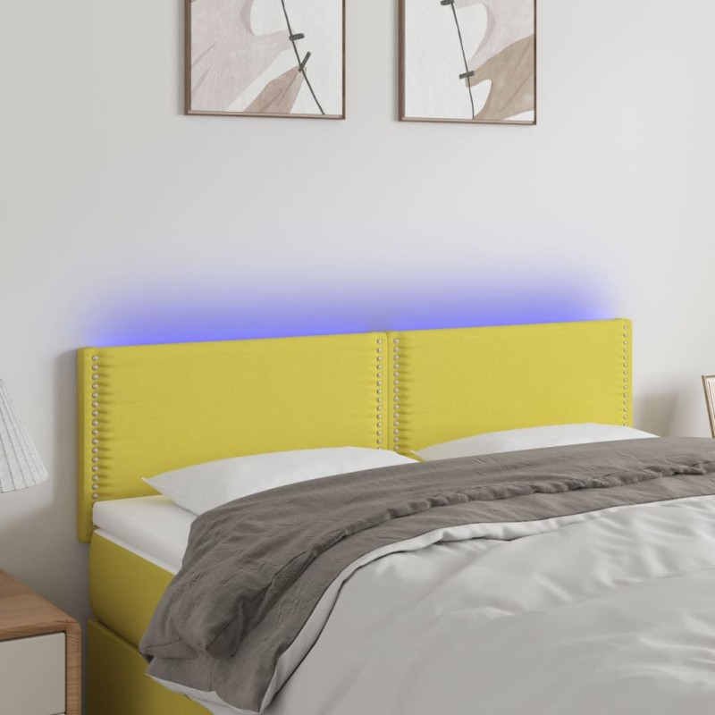vidaXL Cabecero con LED de tela verde 144x5x78/88 cm vidaXL Cabecero con LED de tela verde 144x5x78/88 cm