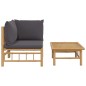 vidaXL Set de muebles de jardín 2 piezas bambú con cojines gris oscuro vidaXL Set de muebles de jardín 2 piezas bambú con cojines gris oscuro