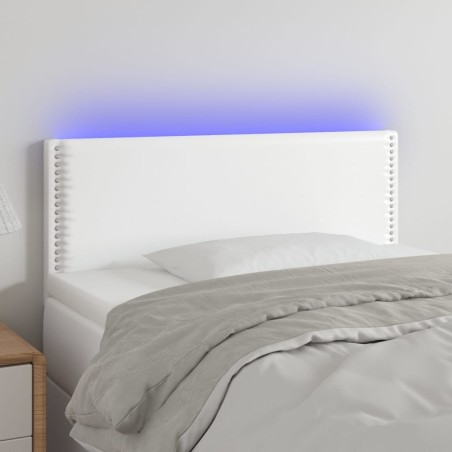 vidaXL Cabecero con LED cuero sintético blanco 90x5x78/88 cm