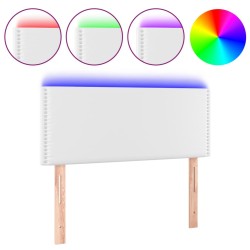 vidaXL Cabecero con LED cuero sintético blanco 80x5x78/88 cm
