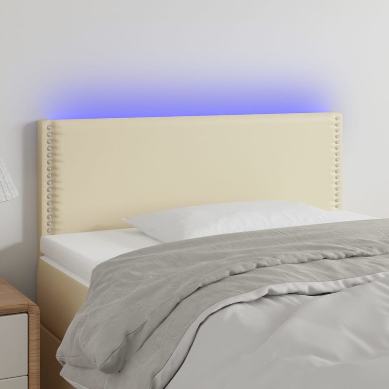 vidaXL Cabecero con LED cuero sintético color crema 100x5x78/88 cm vidaXL Cabecero con LED cuero sintético color crema 100x5x78/88 cm