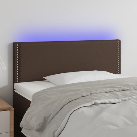vidaXL Cabecero con LED cuero sintético marrón 90x5x78/88 cm 