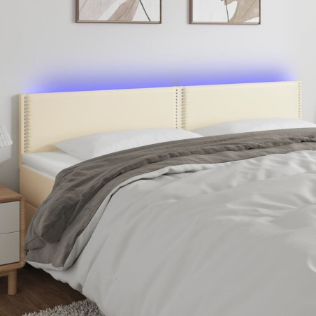 vidaXL Cabecero con LED cuero sintético color crema 160x5x78/88 cm