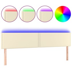 vidaXL Cabecero con LED cuero sintético color crema 160x5x78/88 cm