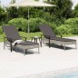 vidaXL Tumbonas 2 unidades con mesa y cojines ratán sintético gris vidaXL Tumbonas 2 unidades con mesa y cojines ratán sintético gris