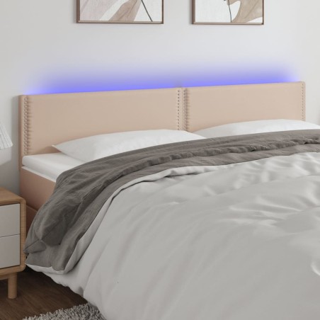 vidaXL Cabecero con LED cuero sintético color capuchino 200x5x78/88 cm