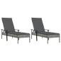 vidaXL Tumbonas 2 unidades con mesa y cojines ratán sintético gris vidaXL Tumbonas 2 unidades con mesa y cojines ratán sintético gris
