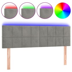vidaXL Cabecero con LED de terciopelo gris claro 144x5x78/88 cm