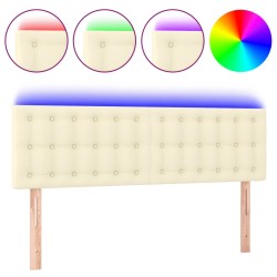 vidaXL Cabecero con LED cuero sintético color crema 144x5x78/88 cm