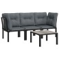 vidaXL Set de muebles de jardín 4 piezas ratán sintético negro y gris vidaXL Set de muebles de jardín 4 piezas ratán sintético negro y gris