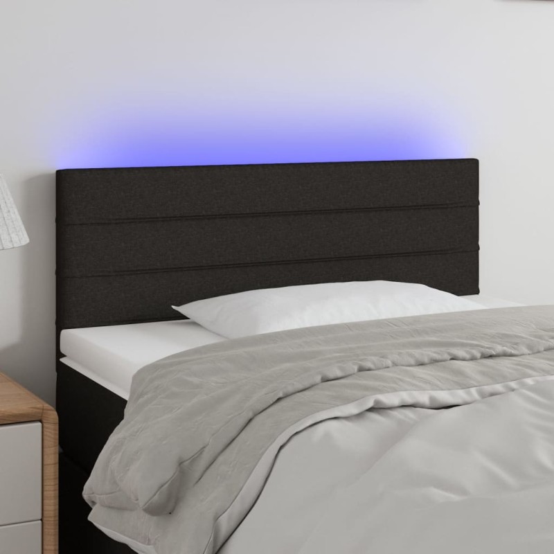 vidaXL Cabecero con LED de tela negro 100x5x78/88 cm vidaXL Cabecero con LED de tela negro 100x5x78/88 cm