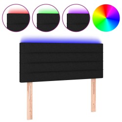 vidaXL Cabecero con LED de tela negro 100x5x78/88 cm