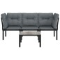 vidaXL Set de muebles de jardín 4 piezas ratán sintético negro y gris vidaXL Set de muebles de jardín 4 piezas ratán sintético negro y gris