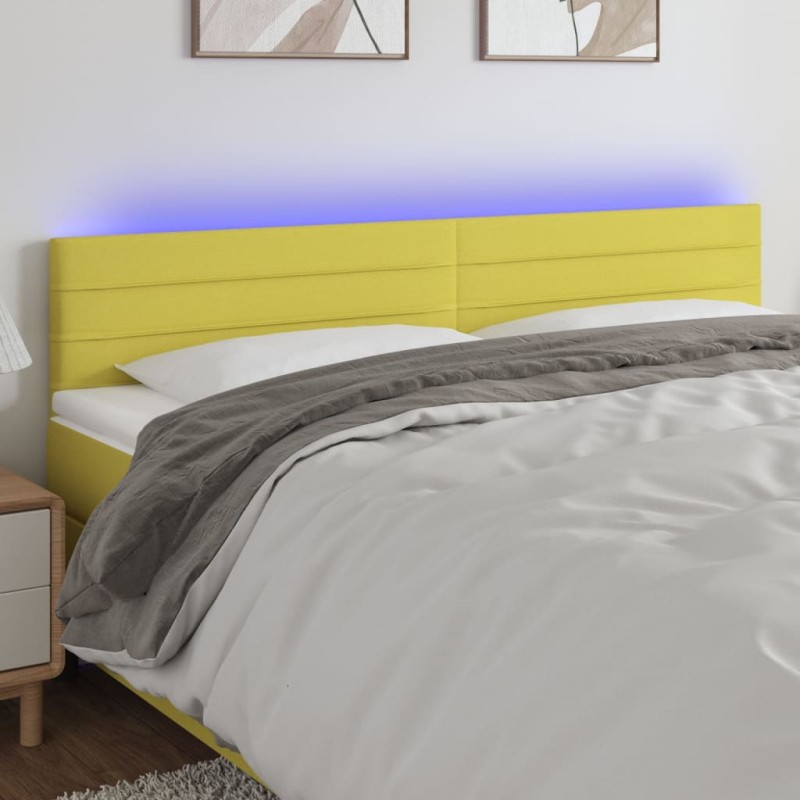 vidaXL Cabecero con LED de tela verde 160x5x78/88 cm vidaXL Cabecero con LED de tela verde 160x5x78/88 cm