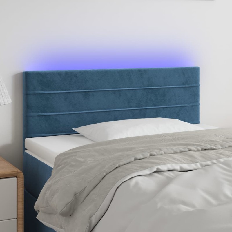 vidaXL Cabecero con LED de terciopelo azul oscuro 90x5x78/88 cm vidaXL Cabecero con LED de terciopelo azul oscuro 90x5x78/88 cm