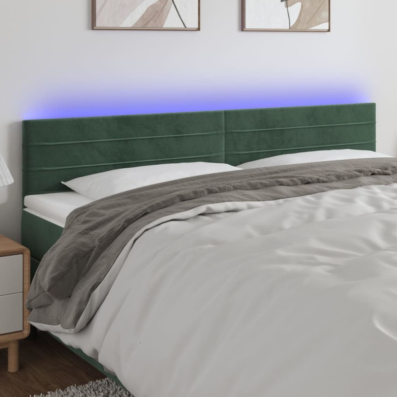 vidaXL Cabecero con LED de terciopelo verde oscuro 200x5x78/88 cm vidaXL Cabecero con LED de terciopelo verde oscuro 200x5x78/88 cm