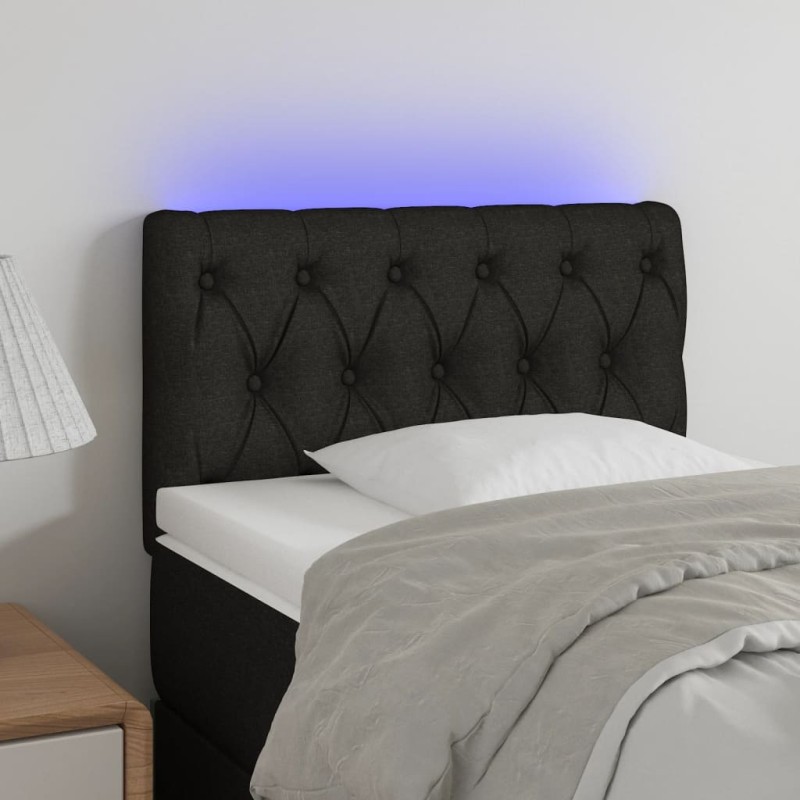 vidaXL Cabecero con LED de tela negro 80x7x78/88 cm