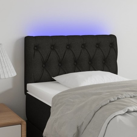 vidaXL Cabecero con LED de tela negro 80x7x78/88 cm