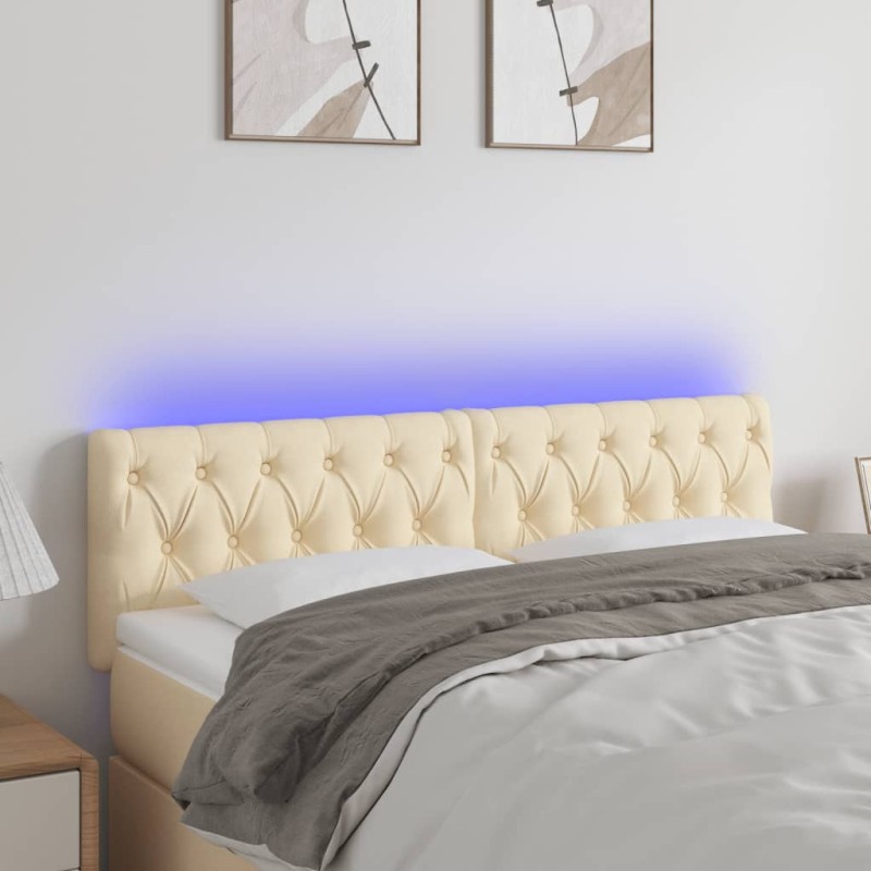 vidaXL Cabecero con LED de tela color crema 144x7x78/88 cm vidaXL Cabecero con LED de tela color crema 144x7x78/88 cm