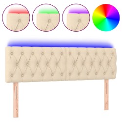 vidaXL Cabecero con LED de tela color crema 144x7x78/88 cm