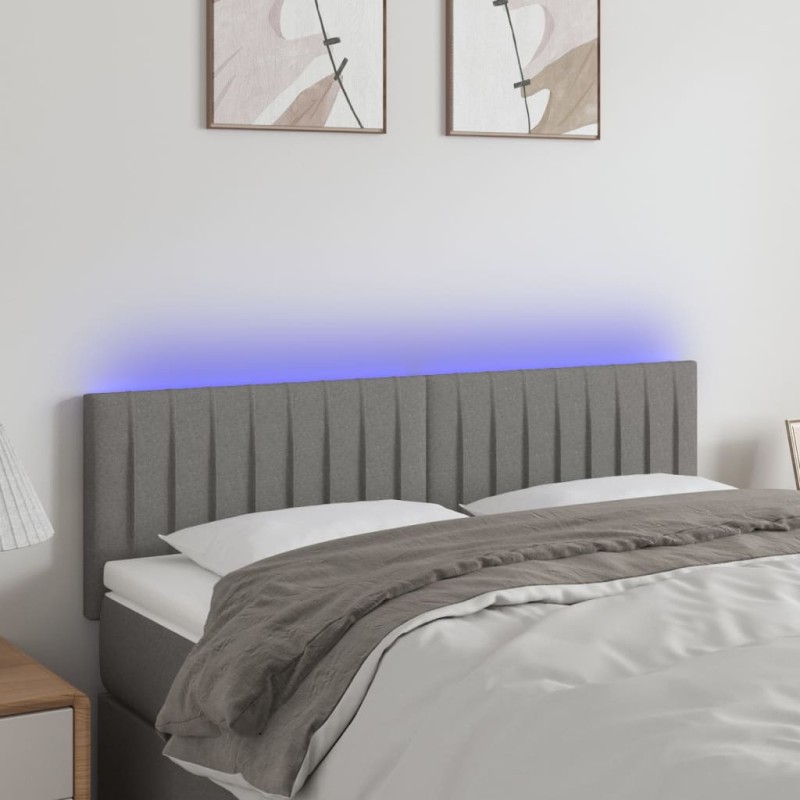 vidaXL Cabecero con LED de tela gris oscuro 144x5x78/88 cm vidaXL Cabecero con LED de tela gris oscuro 144x5x78/88 cm
