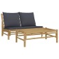 vidaXL Set de muebles de jardín 2 piezas bambú con cojines gris oscuro vidaXL Set de muebles de jardín 2 piezas bambú con cojines gris oscuro
