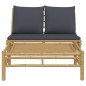 vidaXL Set de muebles de jardín 2 piezas bambú con cojines gris oscuro vidaXL Set de muebles de jardín 2 piezas bambú con cojines gris oscuro