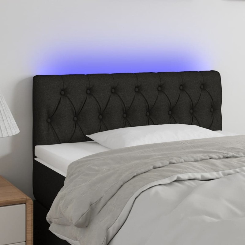 vidaXL Cabecero con LED de tela negro 90x7x78/88 cm vidaXL Cabecero con LED de tela negro 90x7x78/88 cm