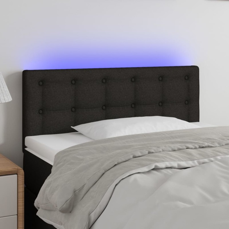 vidaXL Cabecero con LED de tela negro 80x5x78/88 cm