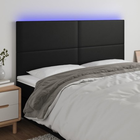 vidaXL Cabecero con luces LED cuero sintético negro 160x5x118/128 cm