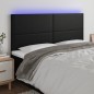 vidaXL Cabecero con luces LED cuero sintético negro 160x5x118/128 cm vidaXL Cabecero con luces LED cuero sintético negro 160x5x118/128 cm