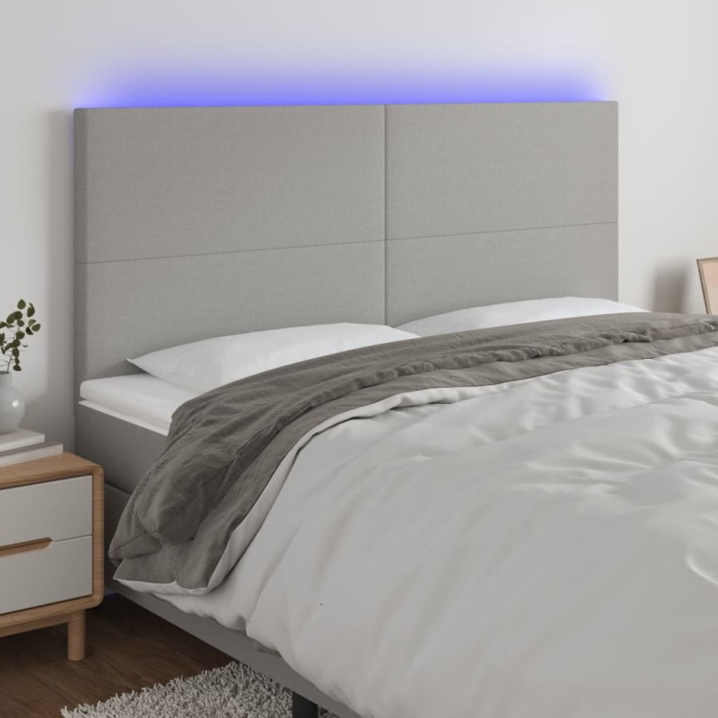 vidaXL Cabecero con luces LED tela gris claro 160x5x118/128 cm vidaXL Cabecero con luces LED tela gris claro 160x5x118/128 cm