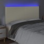 vidaXL Cabecero con luces LED cuero sintético crema 200x5x118/128 cm vidaXL Cabecero con luces LED cuero sintético crema 200x5x118/128 cm
