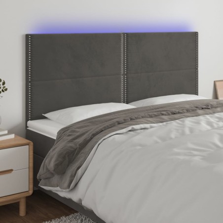 vidaXL Cabecero con luces LED terciopelo gris oscuro 200x5x118/128 cm