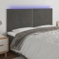 vidaXL Cabecero con luces LED terciopelo gris oscuro 200x5x118/128 cm