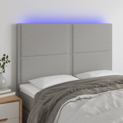 vidaXL Cabecero con luces LED tela gris claro 144x5x118/128 cm