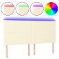 vidaXL Cabecero con luces LED cuero sintético crema 160x5x118/128 cm