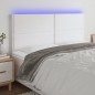 vidaXL Cabecero con luces LED cuero sintético blanco 200x5x118/128 cm vidaXL Cabecero con luces LED cuero sintético blanco 200x5x118/128 cm